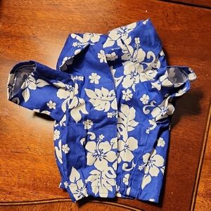 Authentic Blue Floral Hawaiian Dog Shirt